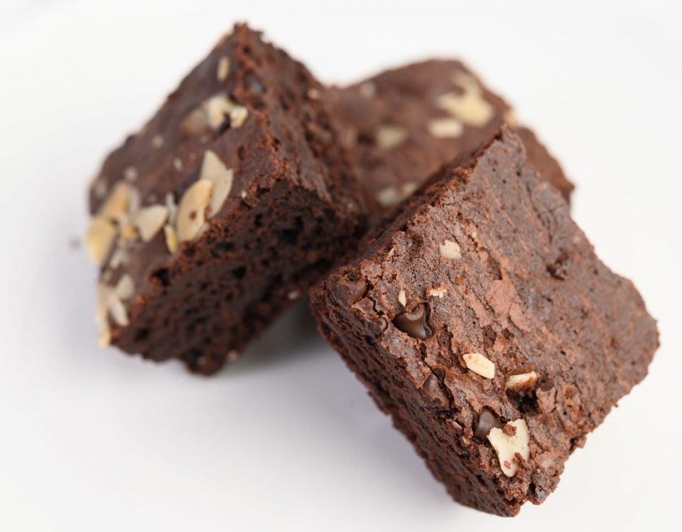 chocolate brownies white plate min scaled 1