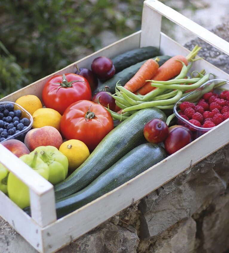 Crate of Food in the Garden